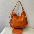 B. MAKOWSKY Leather Hobo and Wallet Set Orange