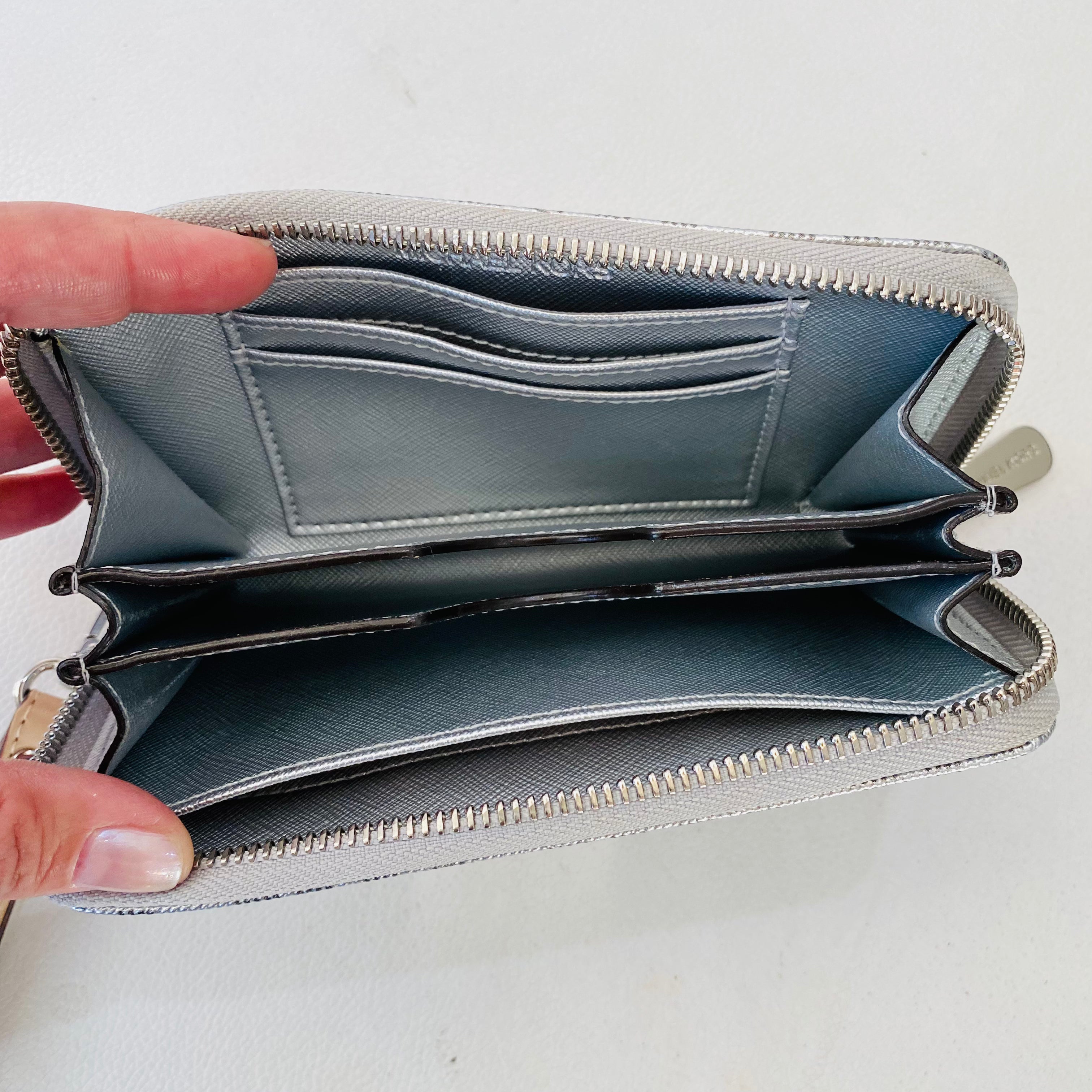 MICHAEL KORS Wristlet Wallet Silver Metallic