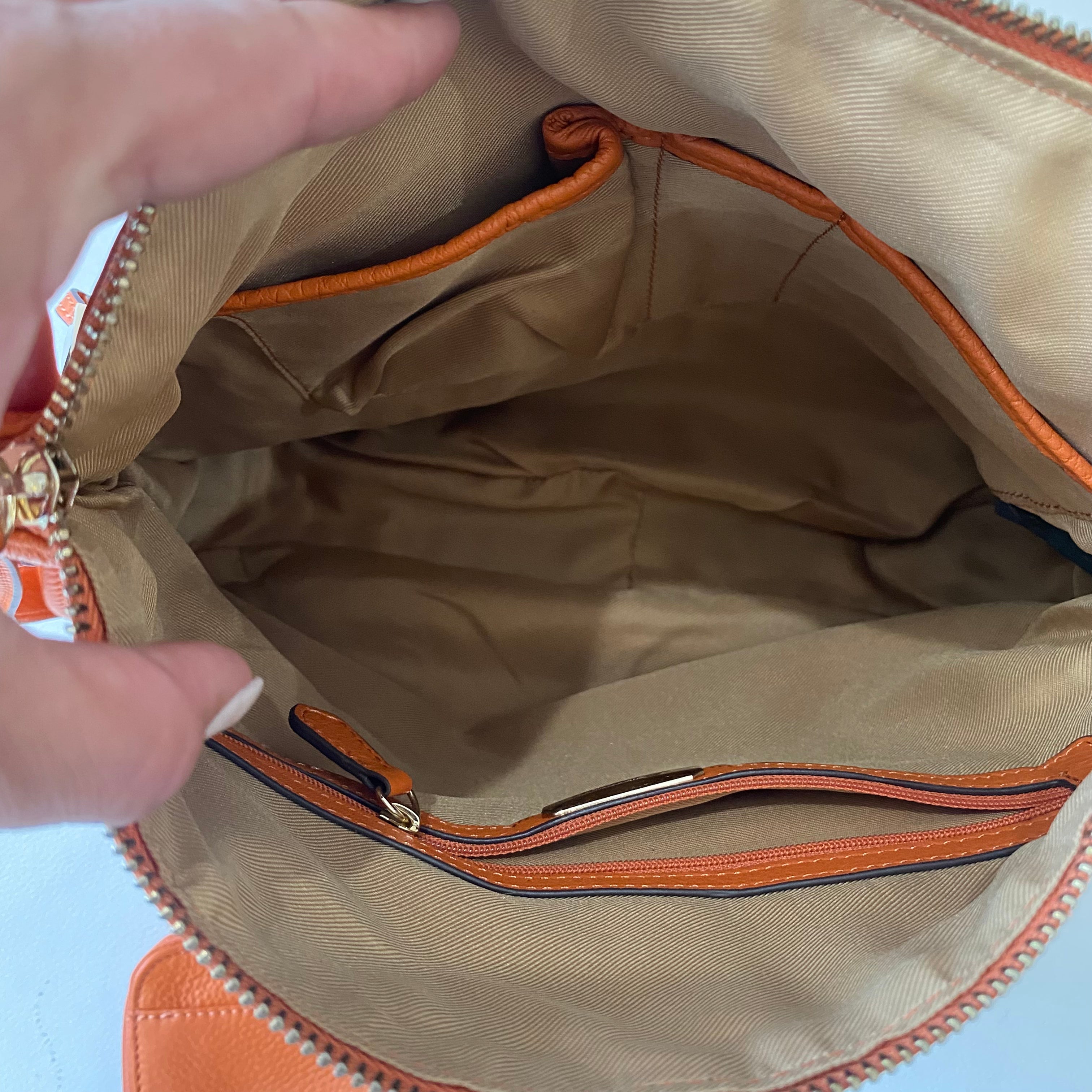 B. MAKOWSKY Leather Hobo and Wallet Set Orange
