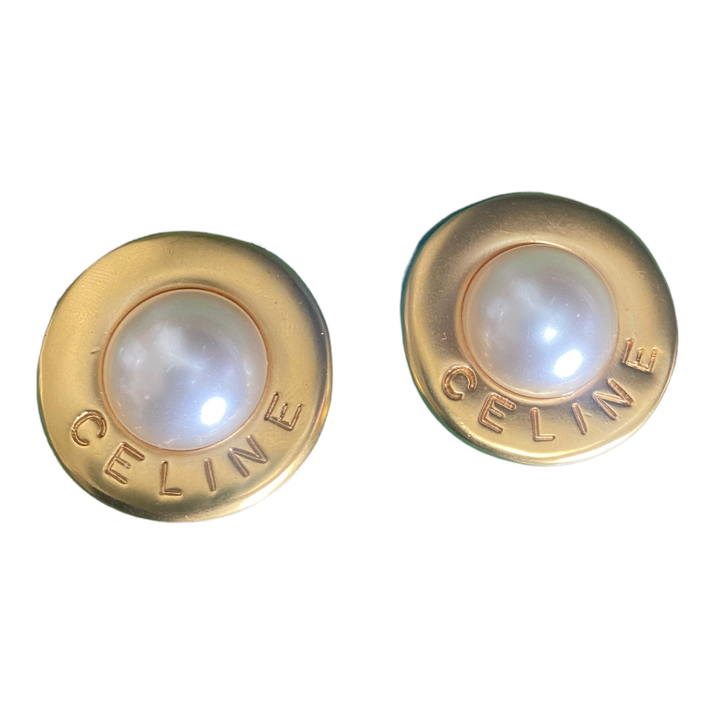 Celine vintage pearl earrings - 1990s