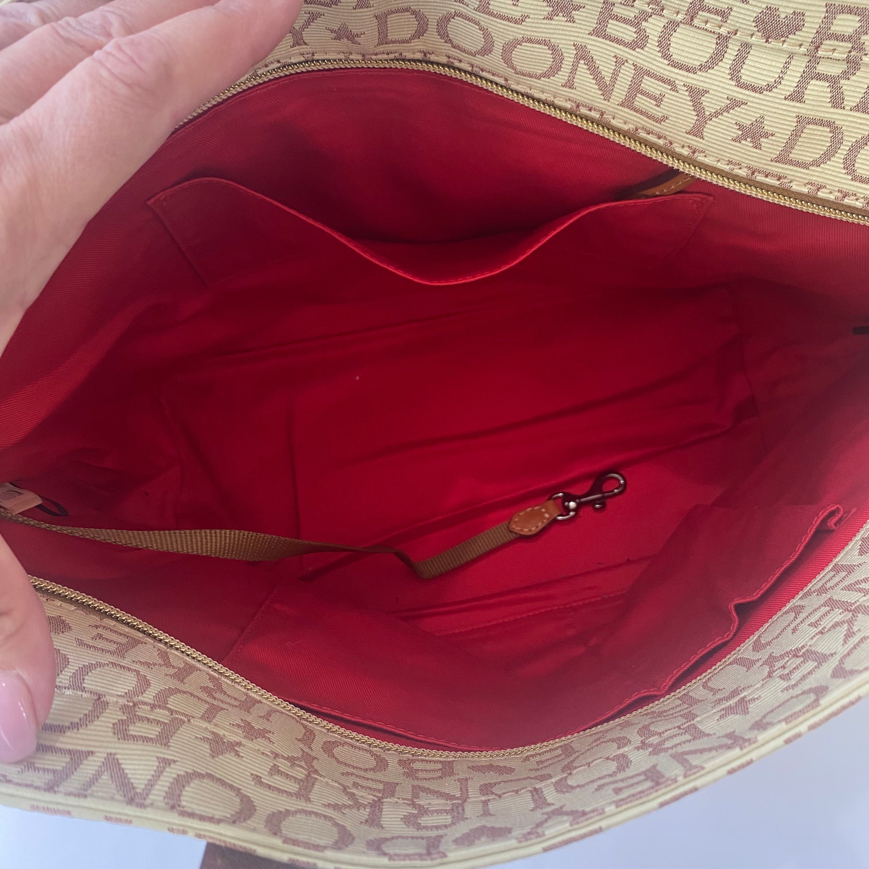 DOONEY & BOURKE Large Tote Cream and Lavender NWOT