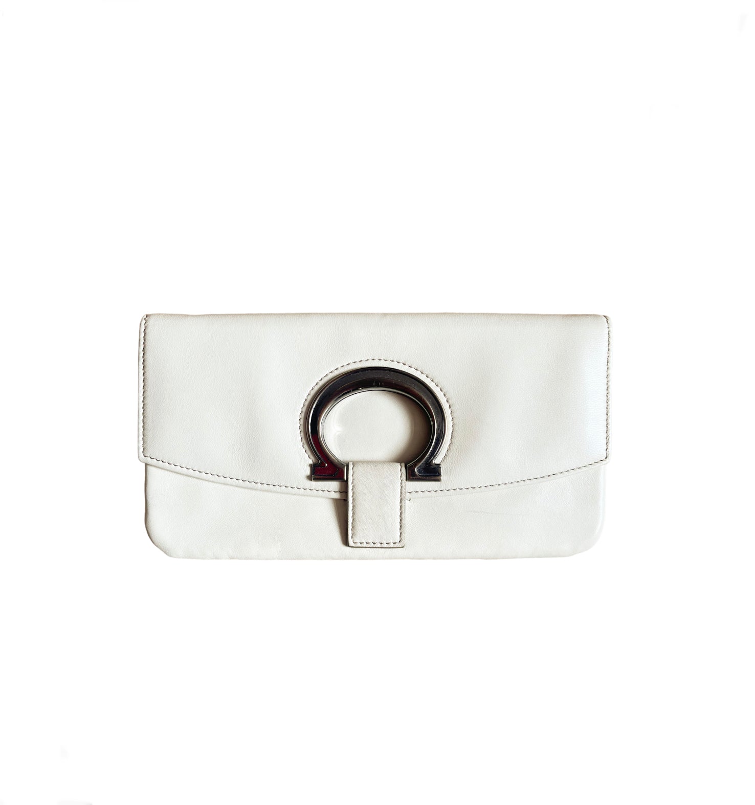 Salvatore Ferragamo Stone Leather Clutch