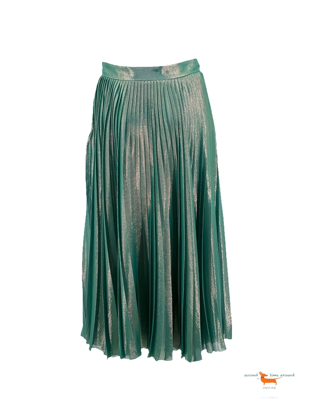 Gucci Plisse Silk voile lame midi Skirt in light green