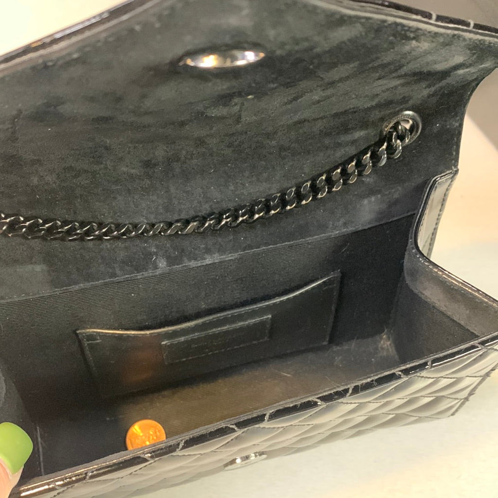 Saint Laurent Monogram Patent Leather Shoulder Bag