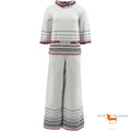 Chanel Cotton Chevron Embroidered Large Pants 2 Pieces