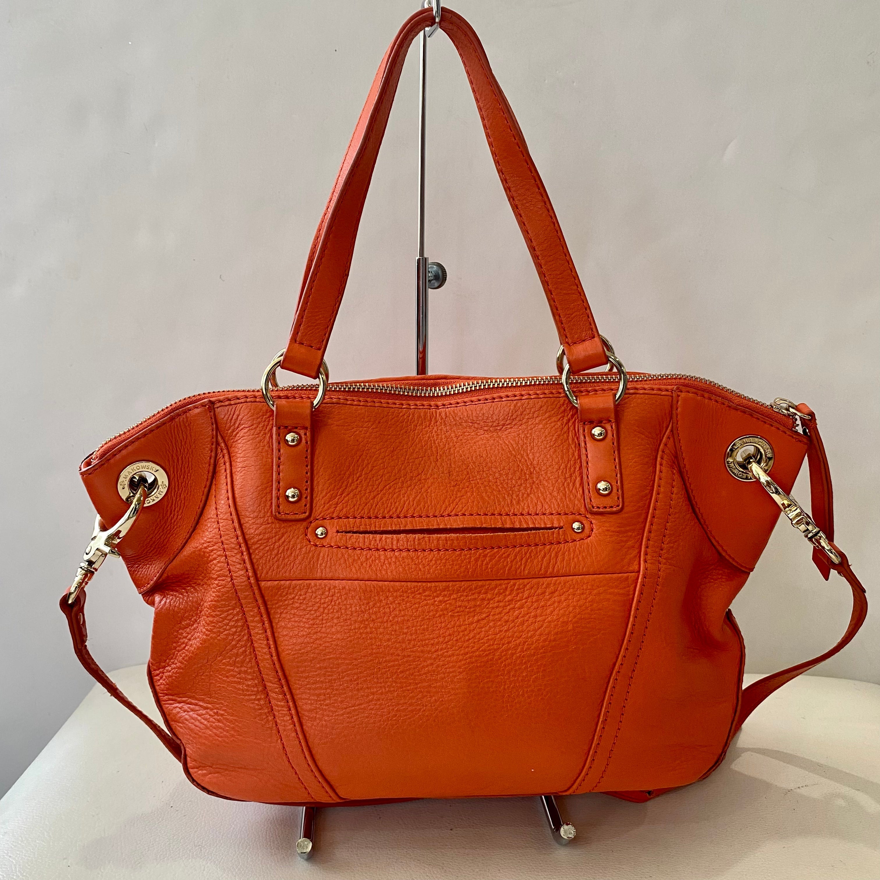 B. Makowsky Leather Shoulder Bag Orange