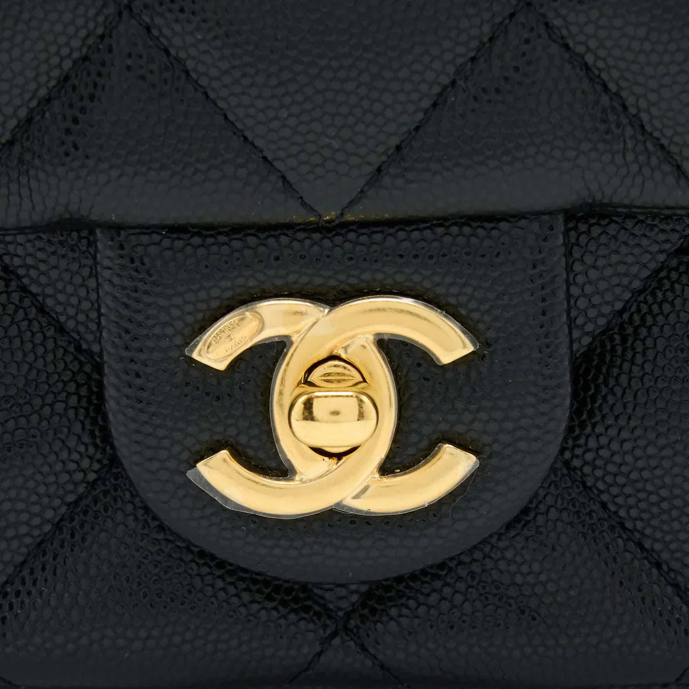 CHANEL 23C MINI FLAP BAG CHAIN GRAINED CALFSKIN BLACK