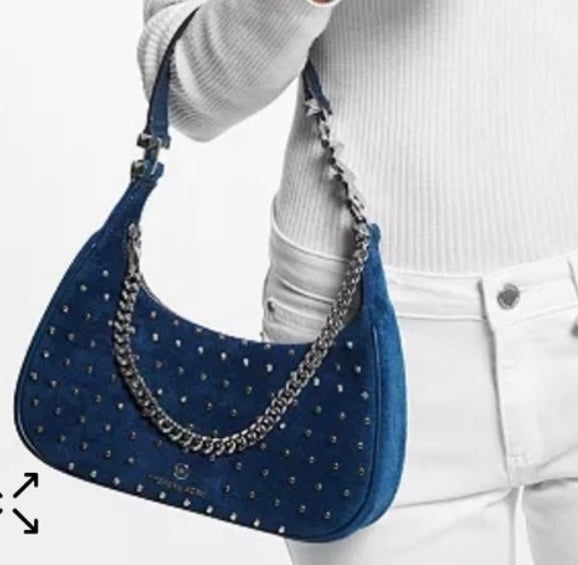 MICHAEL KORS Piper Studded Pouchette Blue River NWT