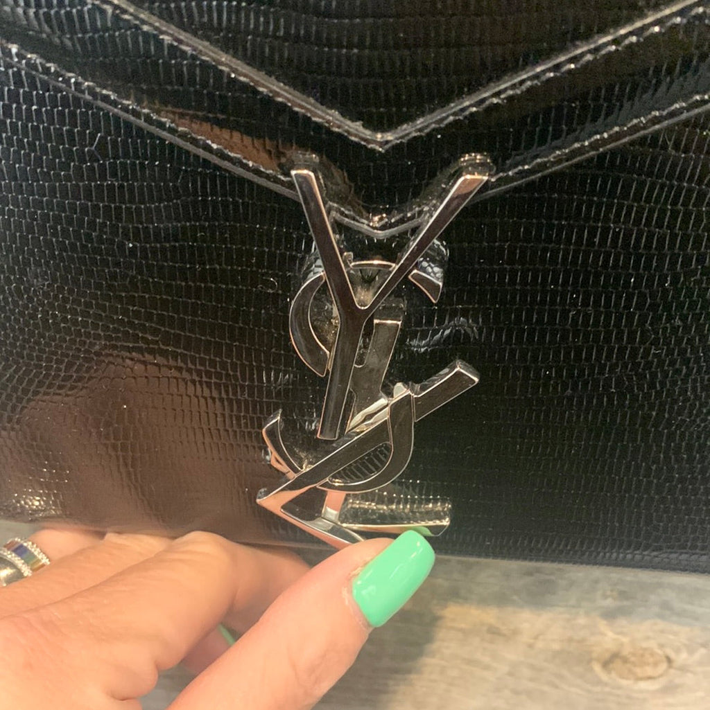 Saint Laurent Cassandra Chain Wallet Crocodile Leather Bag