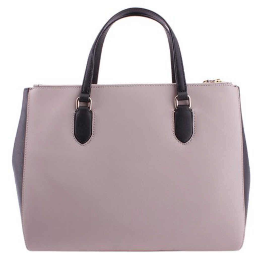 KATE SPADE LEIGHANN LAUREL WAY Leather Satchel Almond/Black