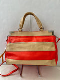 B. MAKOWSKY Leather Handbag Red and Tan
