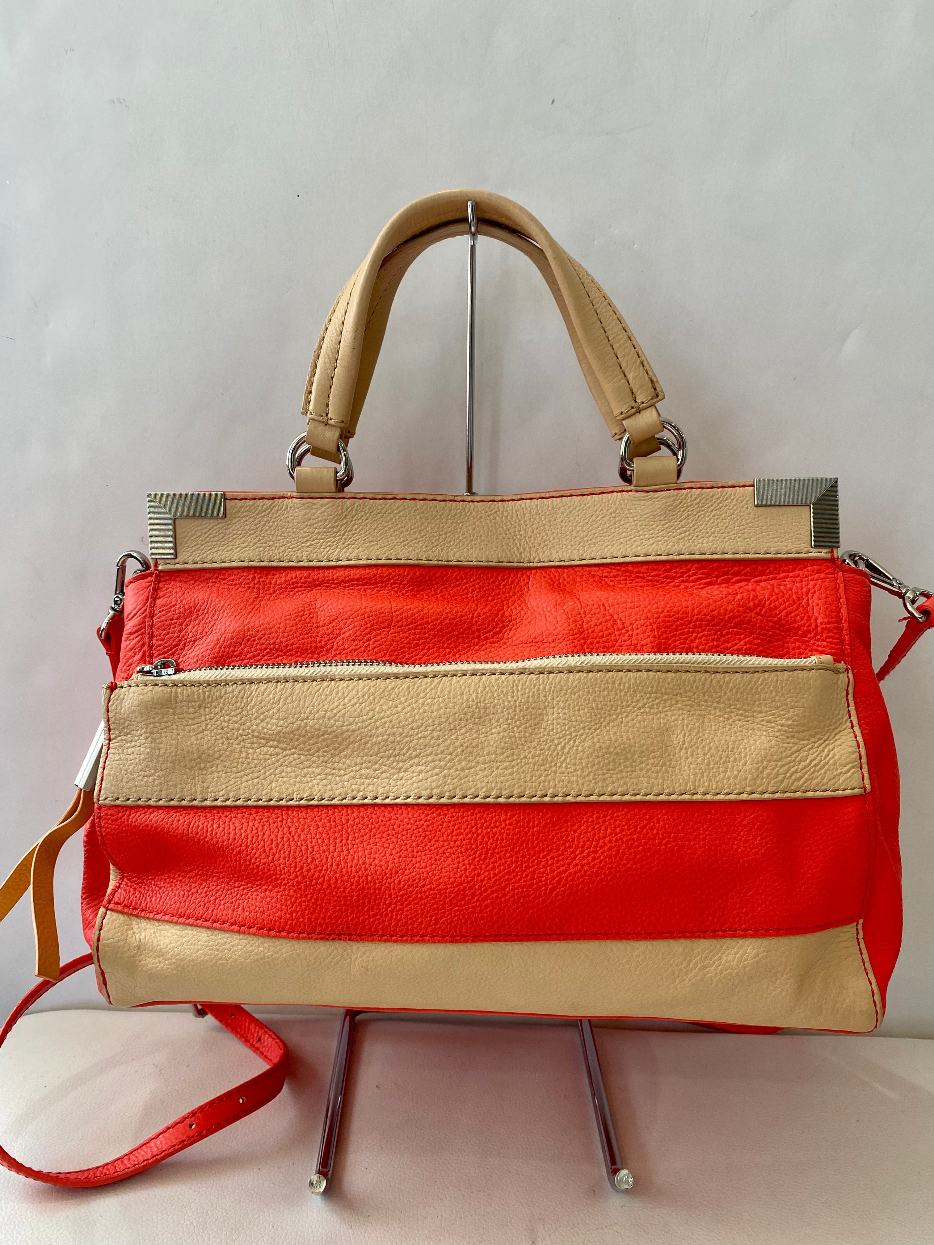 B. MAKOWSKY Leather Handbag Red and Tan