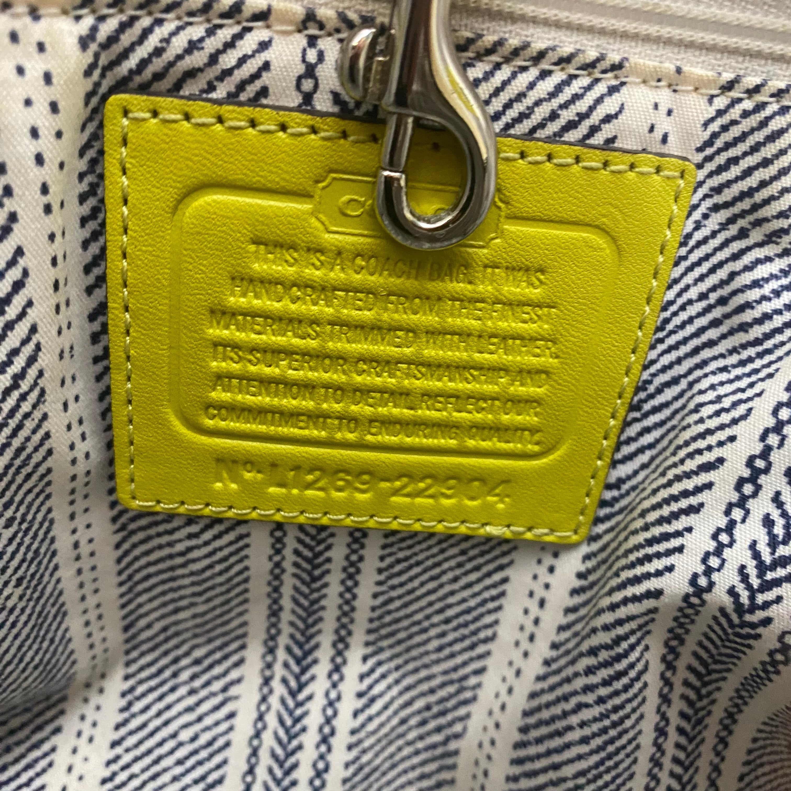 COACH Lime Green Straw Bag