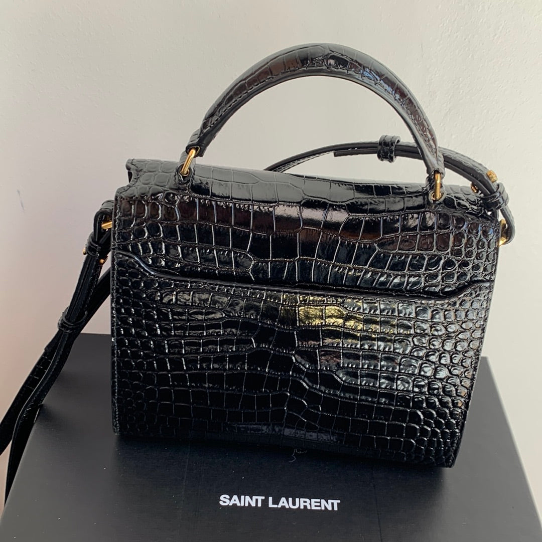 Saint Laurent Cassandra Top Handle Crocodile Bag