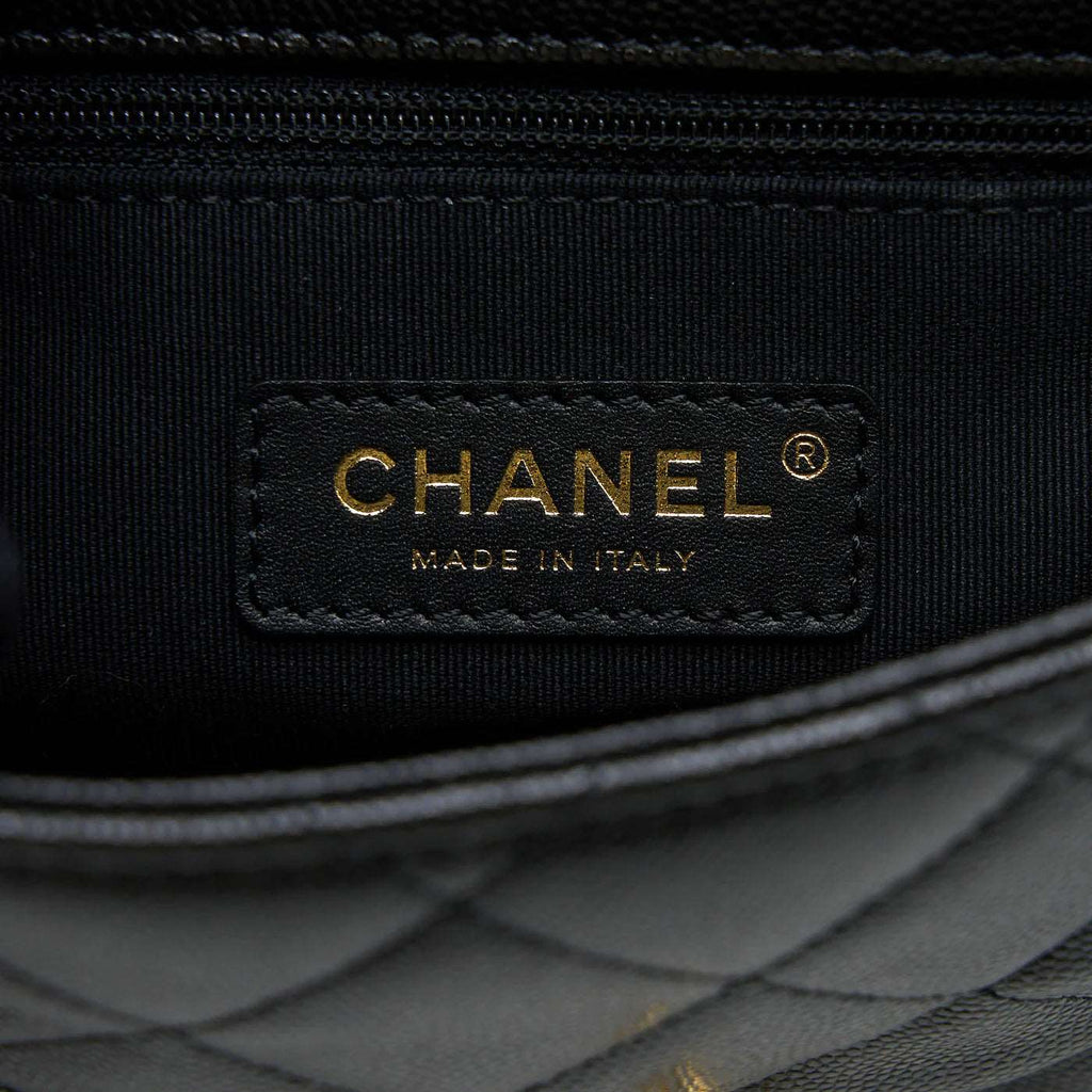 CHANEL 23C MINI FLAP BAG CHAIN GRAINED CALFSKIN BLACK