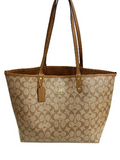 Reversible City Tote Handbag In Camel