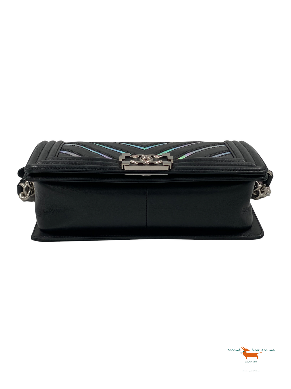Chanel Lambskin Iridescent PVC Chevron Quilted Medium Boy Flap Bag