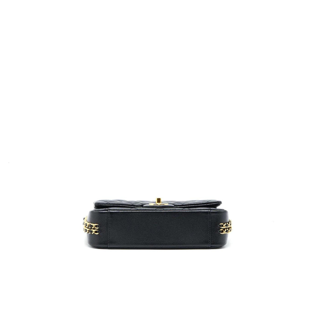 CHANEL 23C MINI FLAP BAG CHAIN GRAINED CALFSKIN BLACK