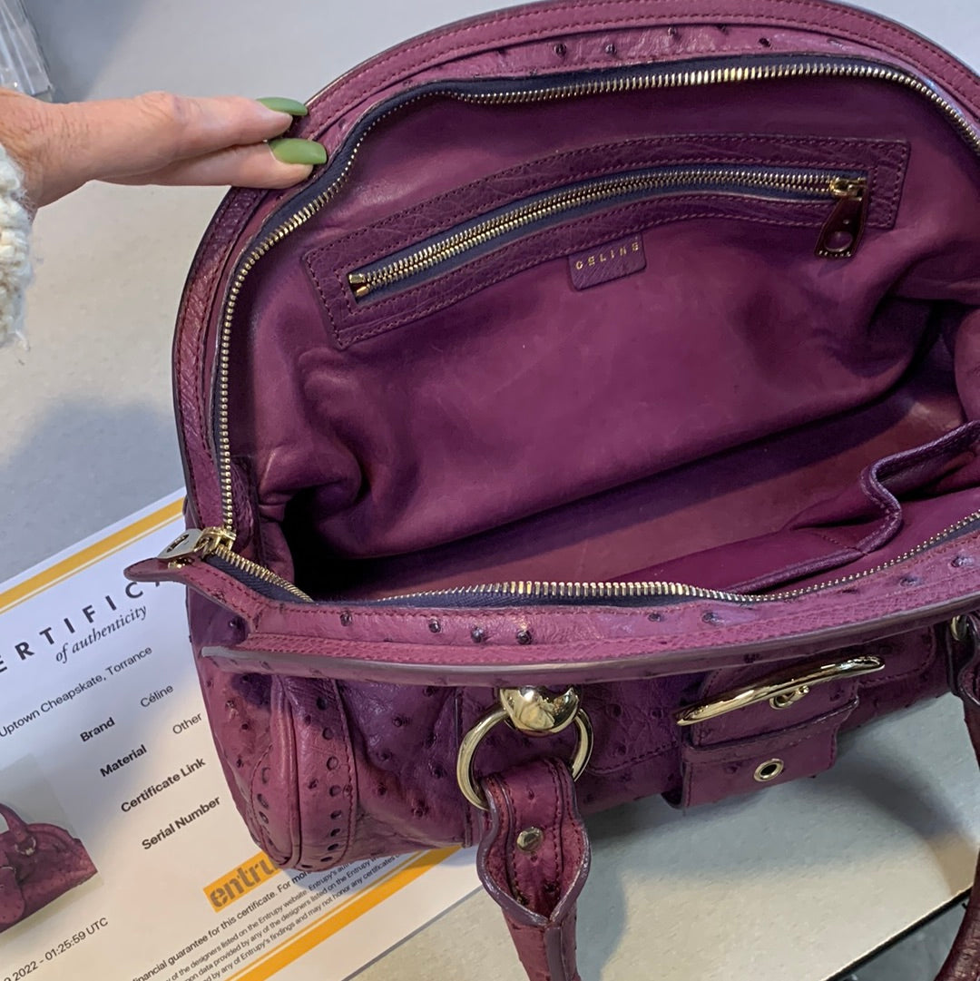 Celine Ostrich Leather Handbag
