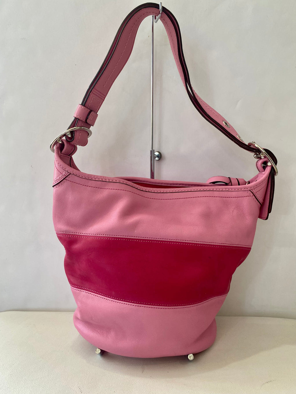 COACH Leather Bucket Bag Pink and Red