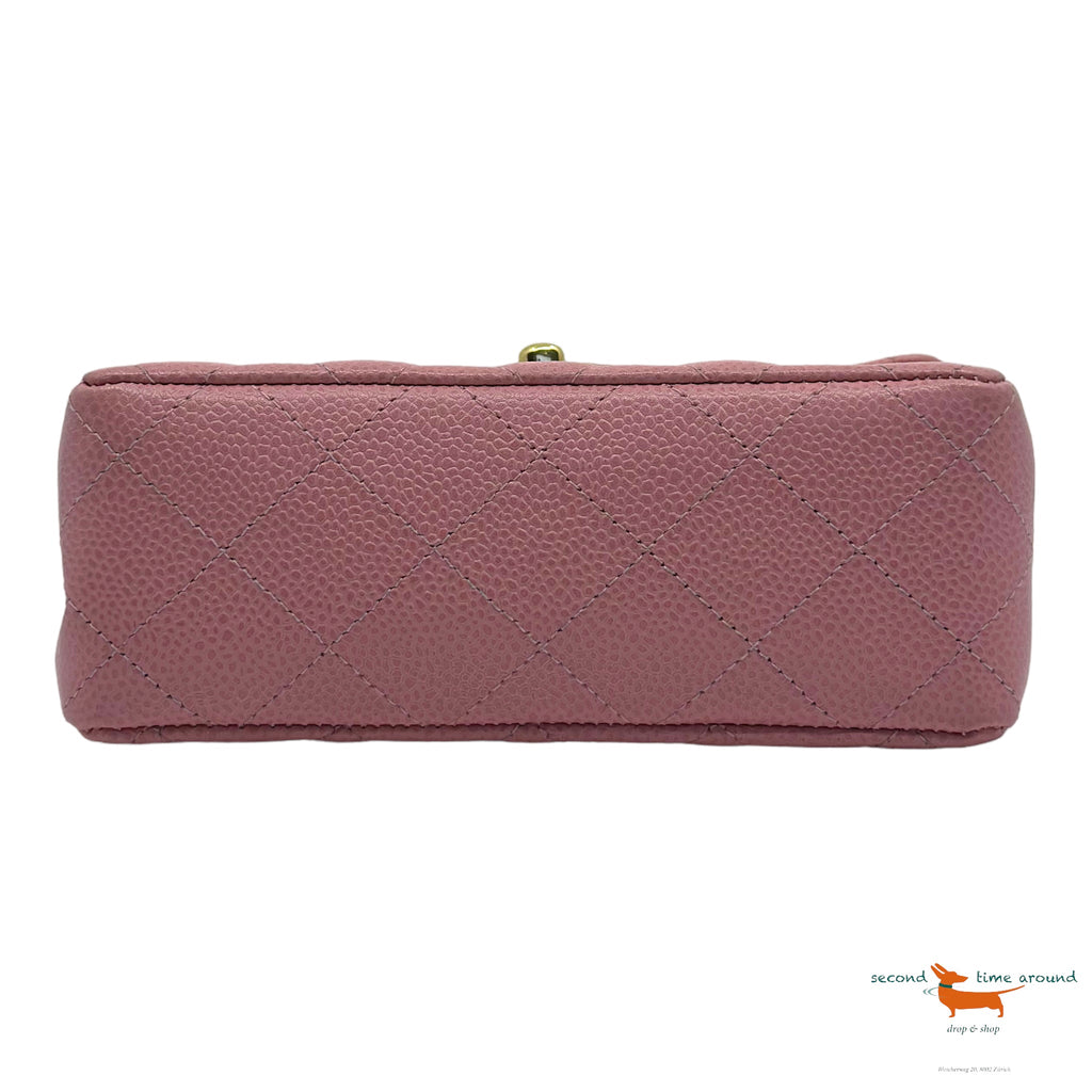 Chanel Classic Single Flap Mini Square Pink Caviar Bag