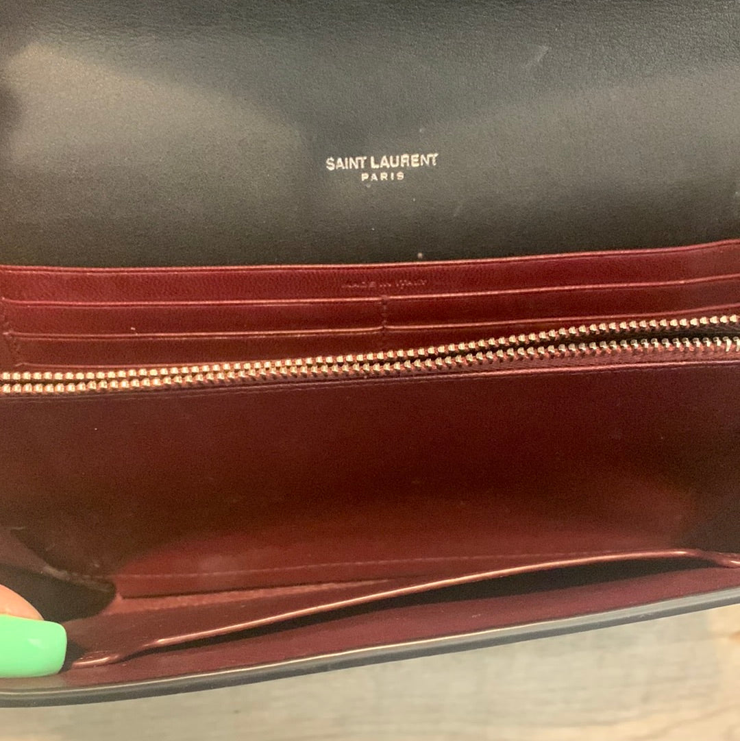 Saint Laurent Cassandra Chain Wallet Crocodile Leather Bag