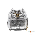 Chanel Silver Quilted Leather Small Gabrielle Bucket Bag
