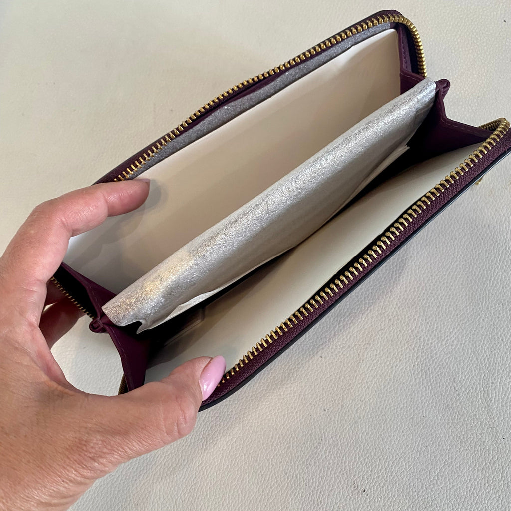 COACH Slim Accordion Zip Wallet Deep Berry NWOT