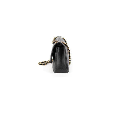 CHANEL CAVIAR MEDIUM/LARGE CLASSIC FLAP BAG BLACK 24K PLATING