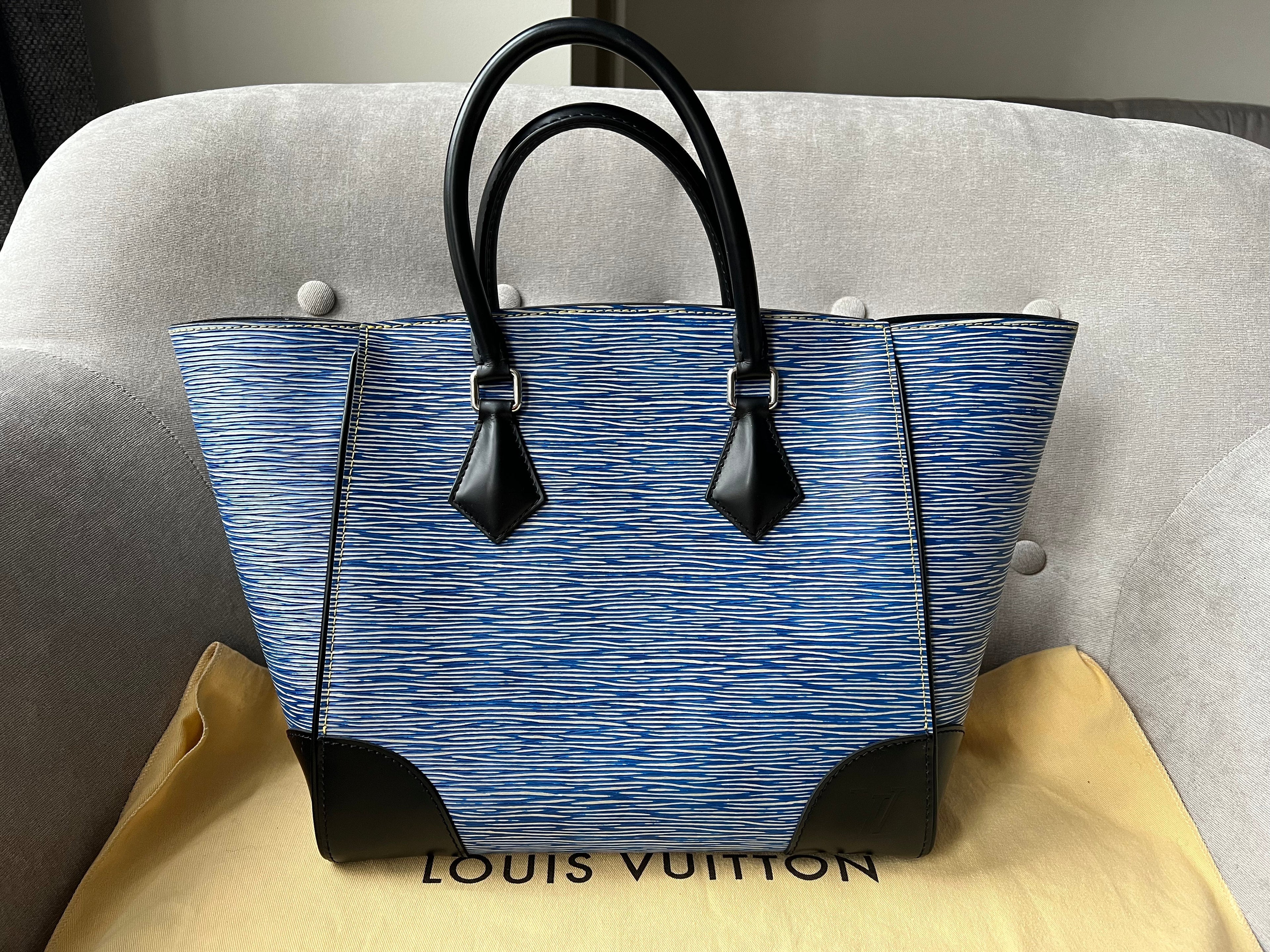 Louis Vuitton Phenix Shoulder Tote in Blue Jean Denim Blue Epi Noir