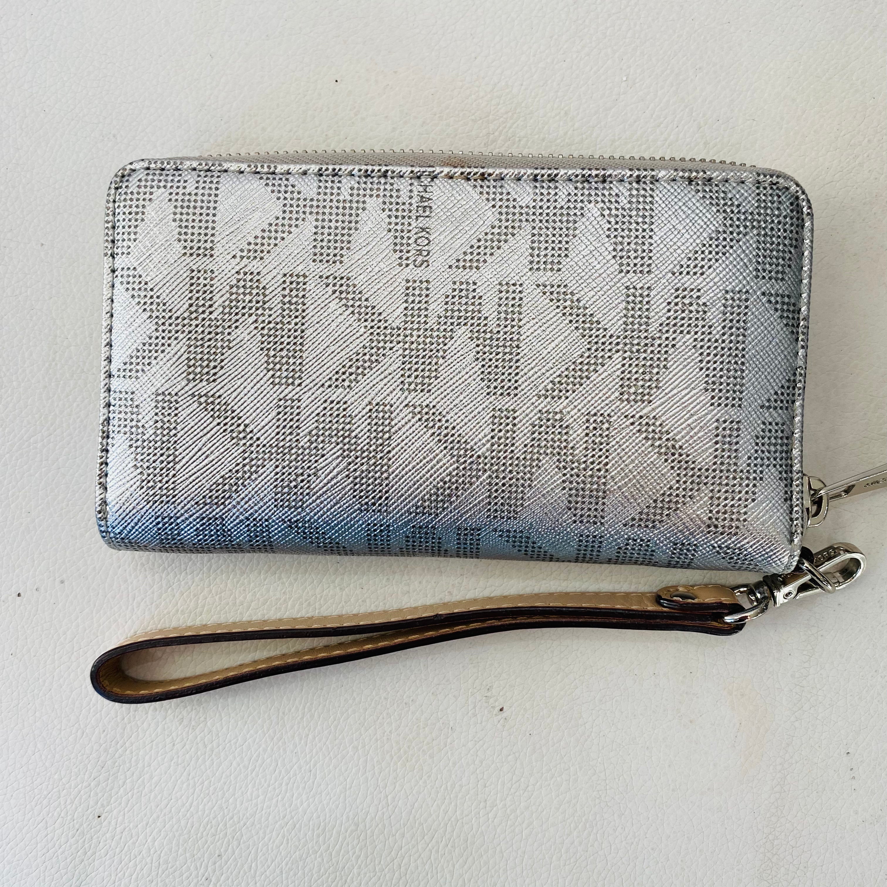 MICHAEL KORS Wristlet Wallet Silver Metallic