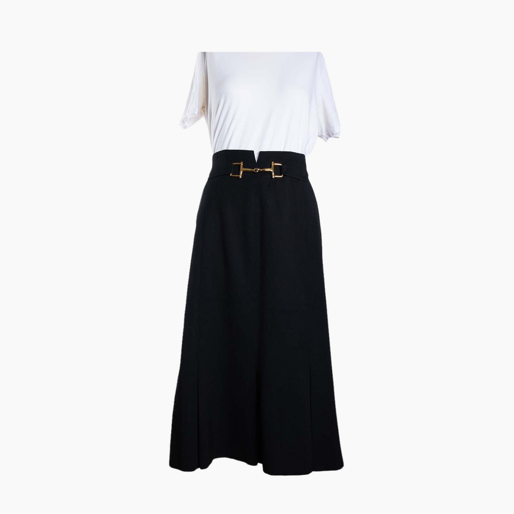 Celine black wool skirt with chain - L/XL - 1970s