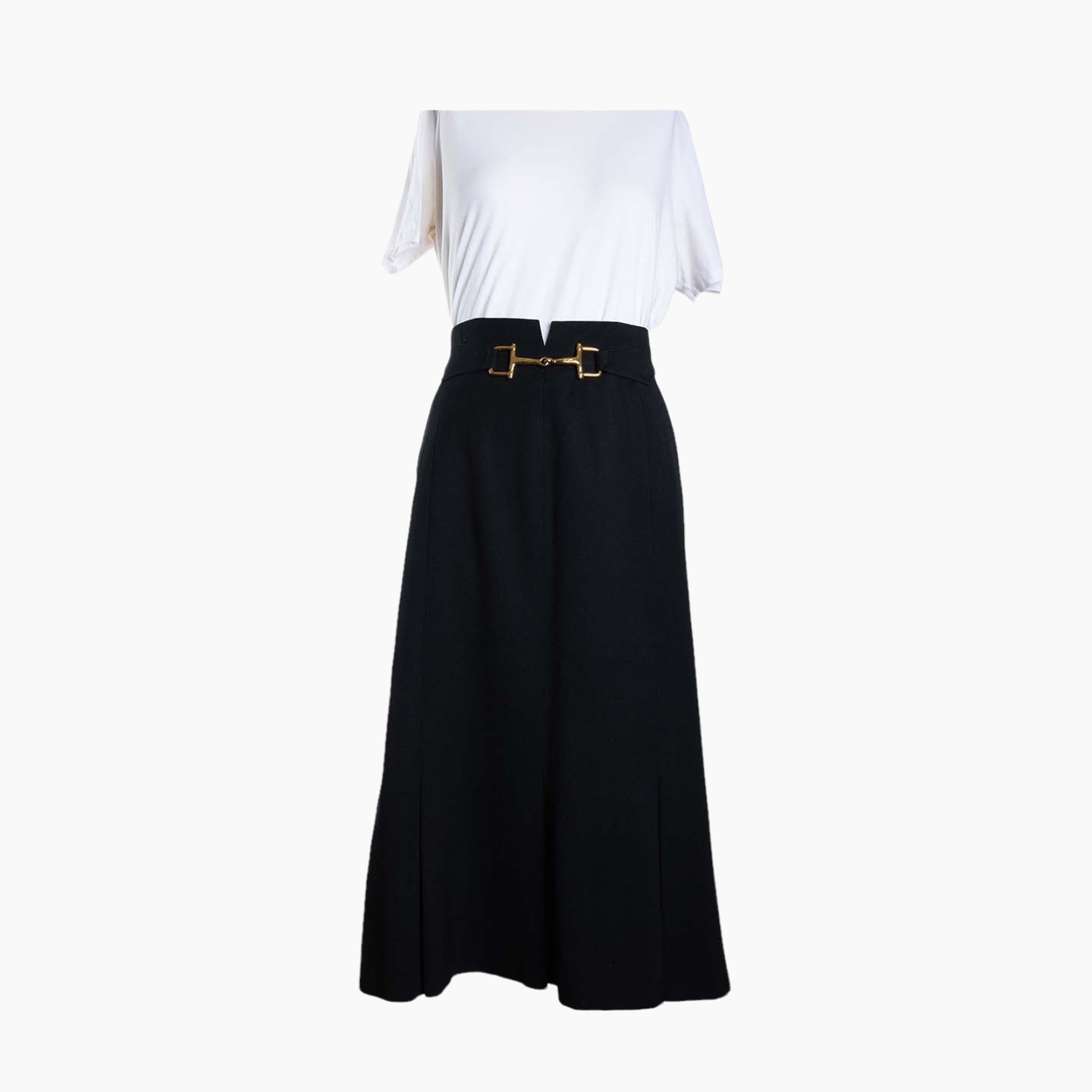 Celine black wool skirt with chain - L/XL - 1970s
