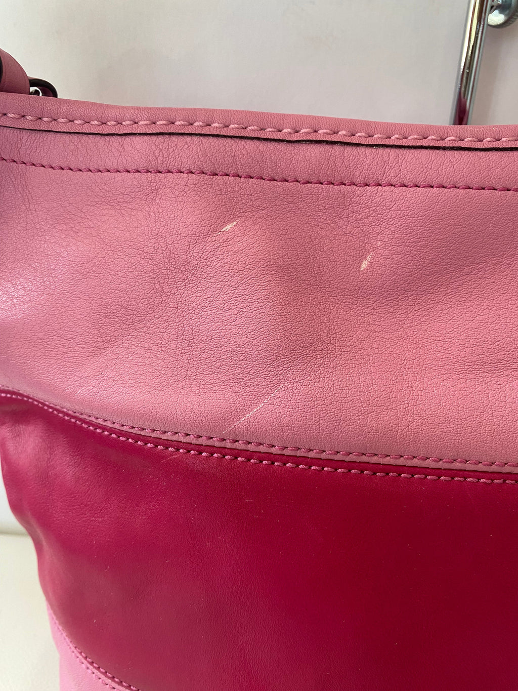 COACH Leather Bucket Bag Pink and Red