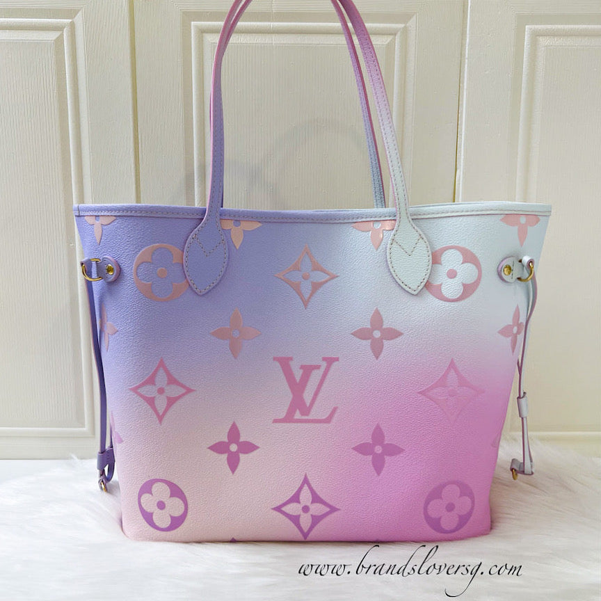 LV Neverfull MM Spring in the Air Sunrise Pastel Canvas and GHW