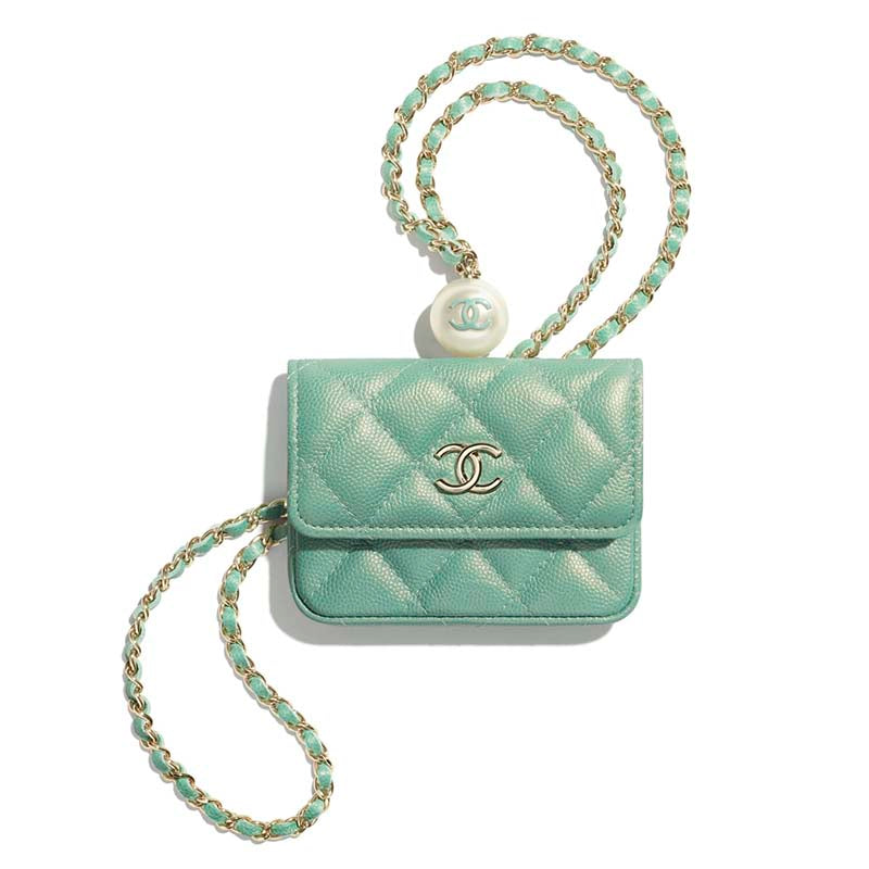 CHANEL 2021 CC Pearl Coin Purse with Chain