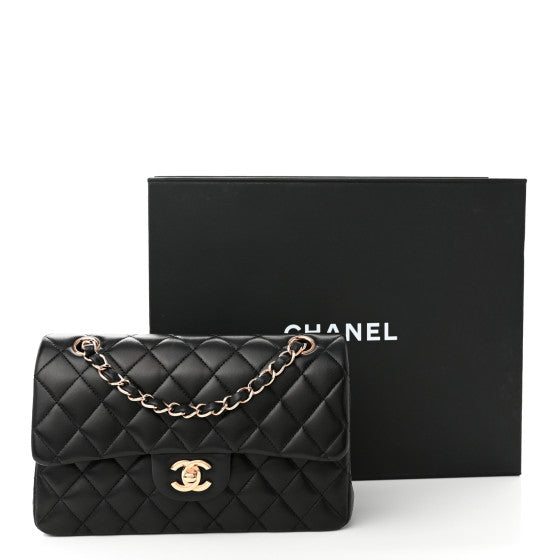 Chanel Lambskin Quilted Small Double Flap Black