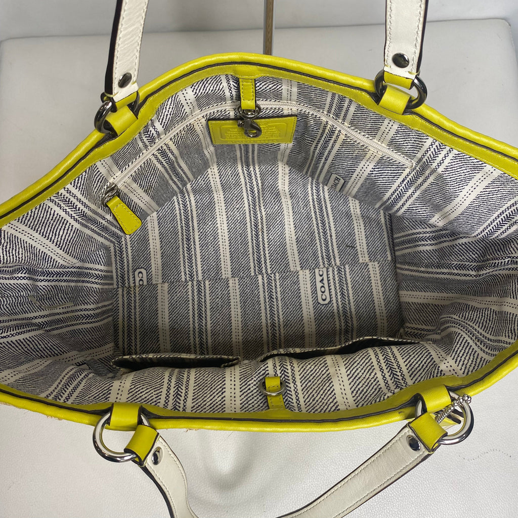 COACH Lime Green Straw Bag