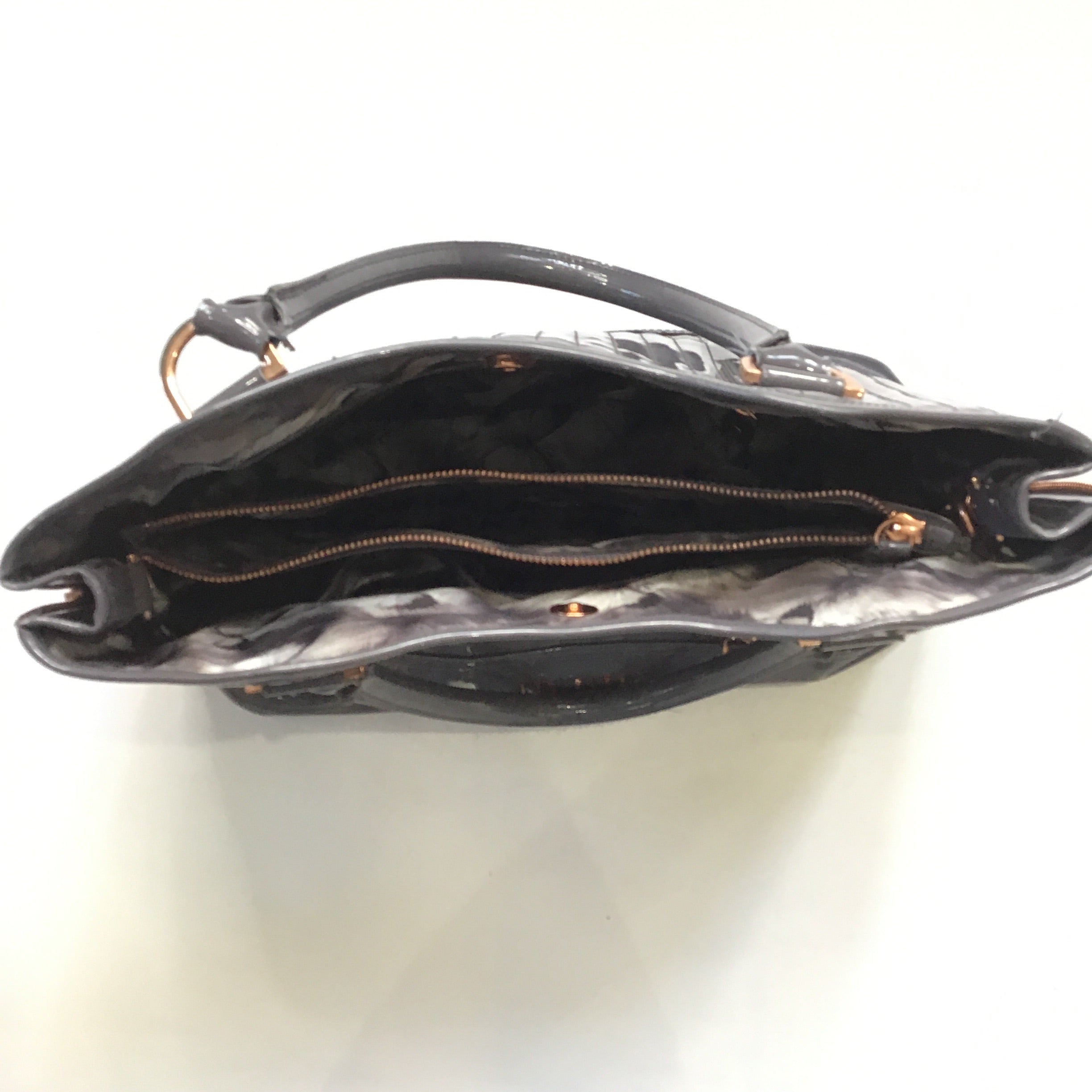 TED BAKER Gray Patent Leather Satchel