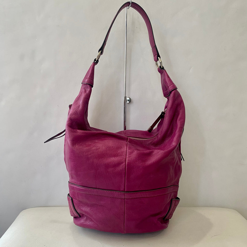 B. MAKOWSKY Leather Hobo Shoulder Bag Magenta
