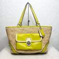 COACH Lime Green Straw Bag
