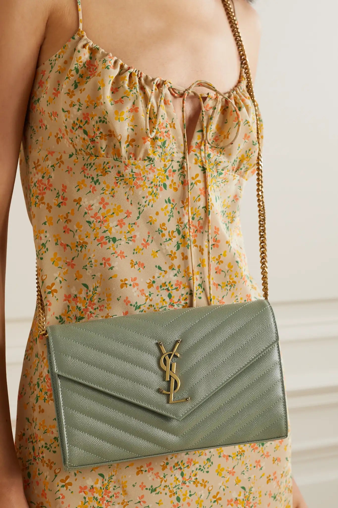 SAINT LAURENT Monogramme quilted textured-leather shoulder bag