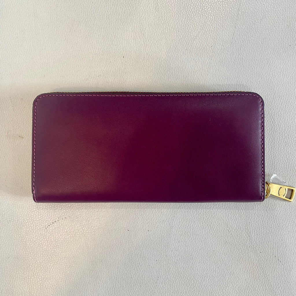 COACH Slim Accordion Zip Wallet Deep Berry NWOT