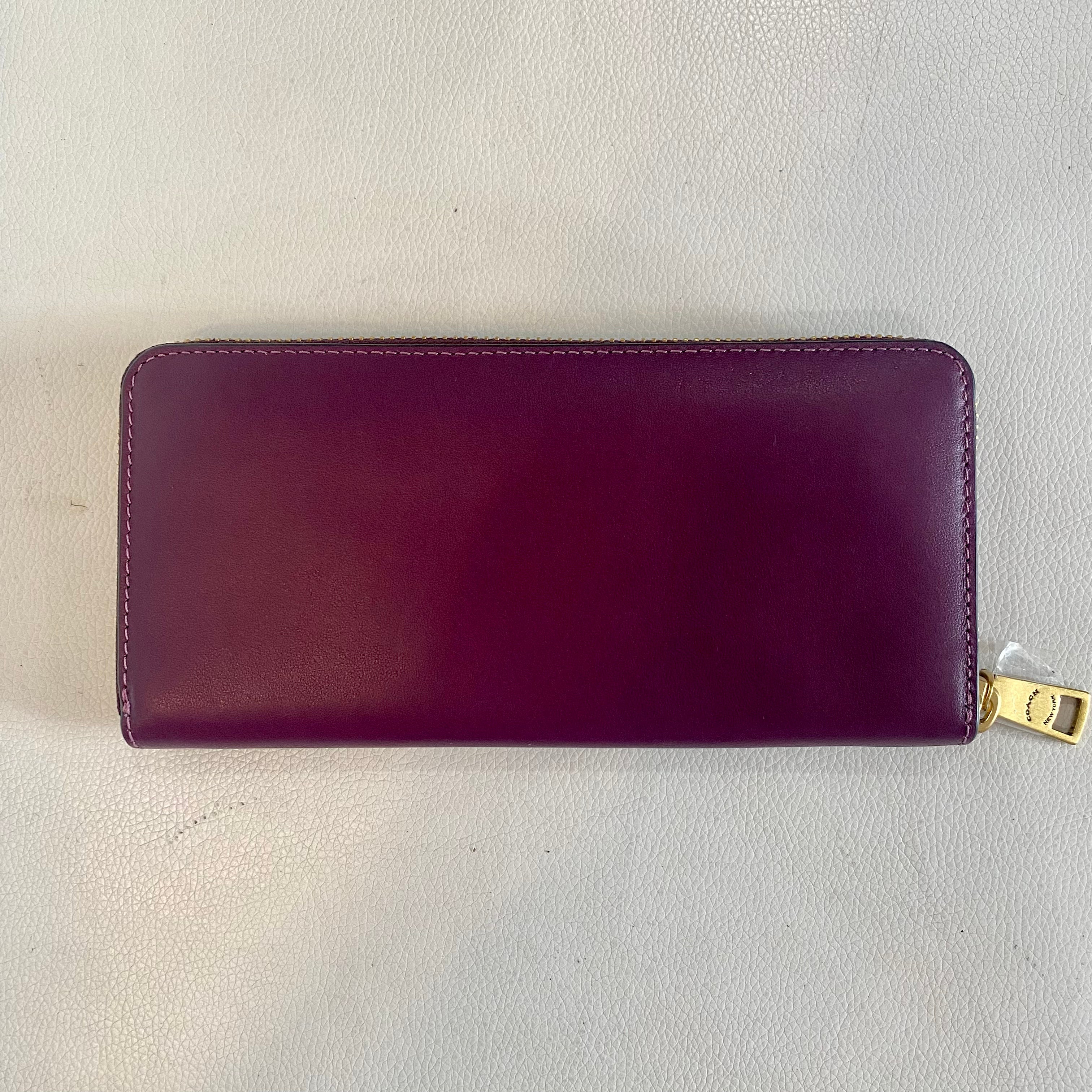 COACH Slim Accordion Zip Wallet Deep Berry NWOT