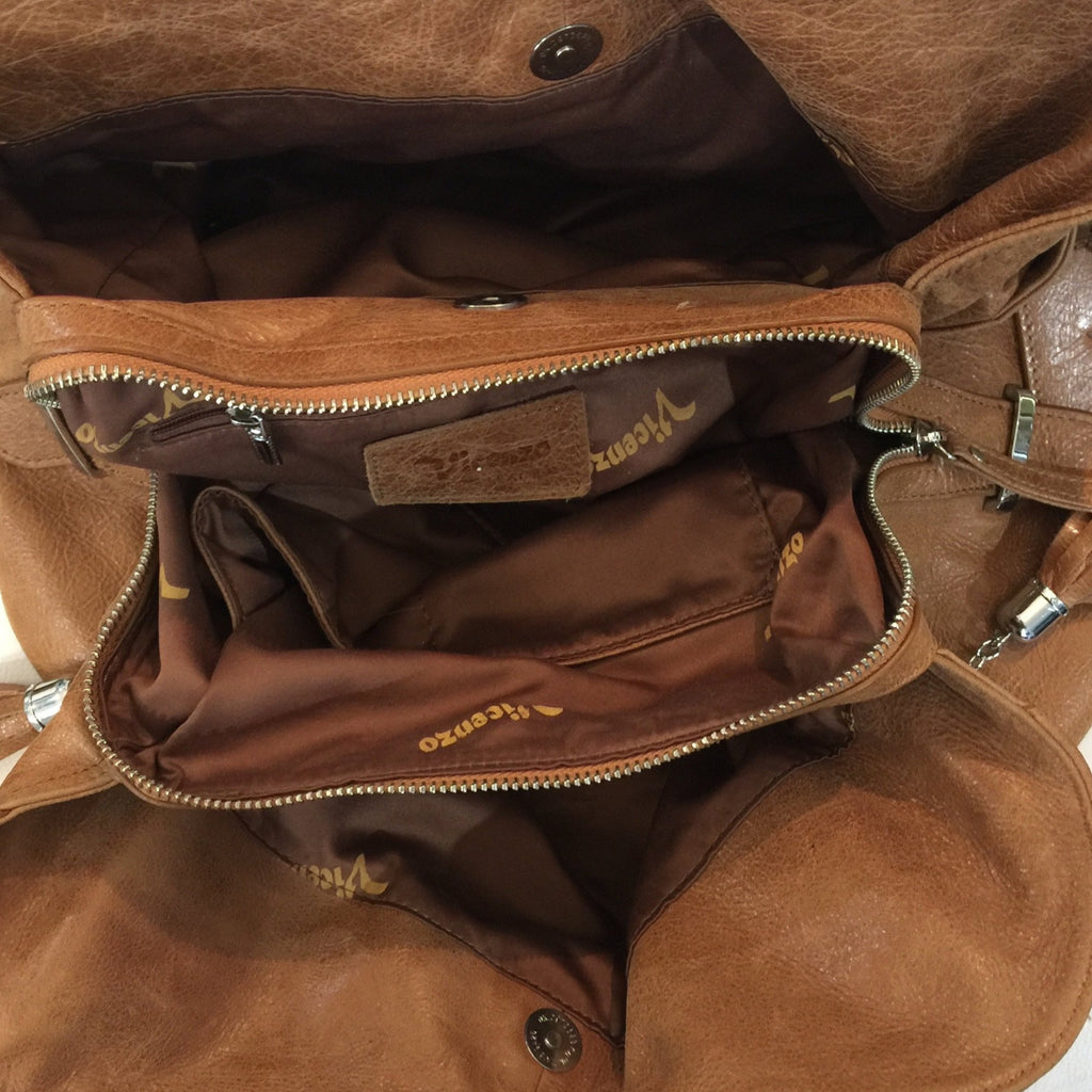 VICENZO Athena Italian Leather Handbag - Tan