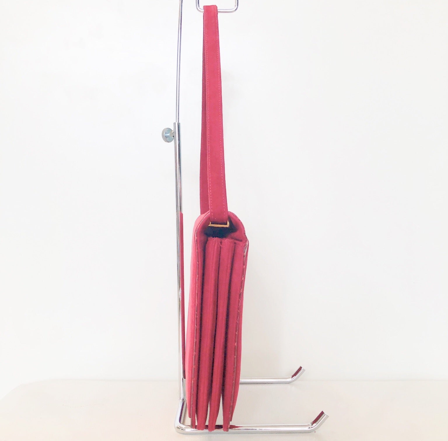 SAKS FIFTH AVENUE Red Suede Shoulder Bag