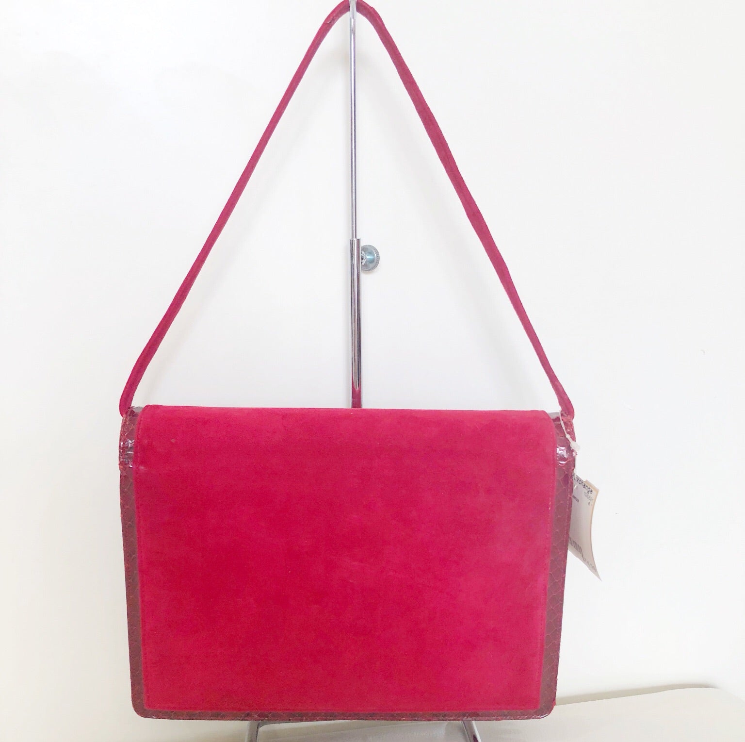SAKS FIFTH AVENUE Red Suede Shoulder Bag