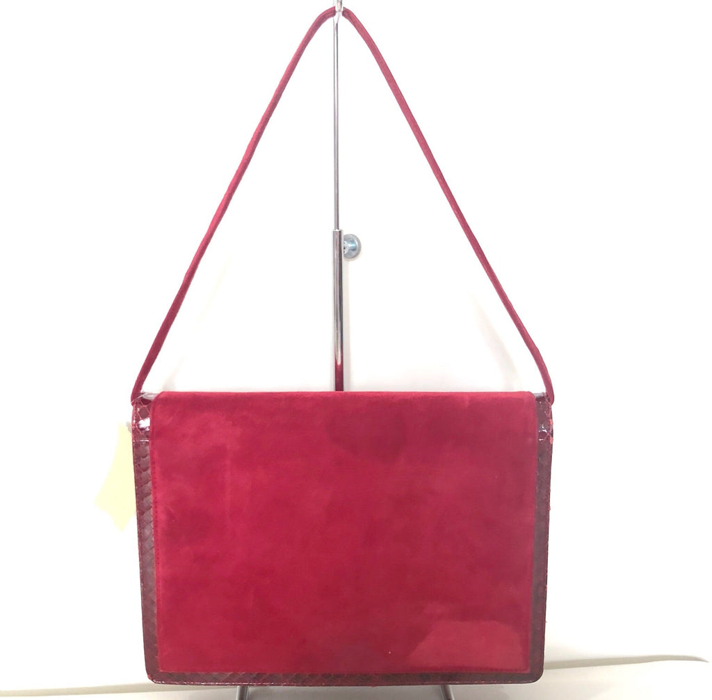 SAKS FIFTH AVENUE Red Suede Shoulder Bag