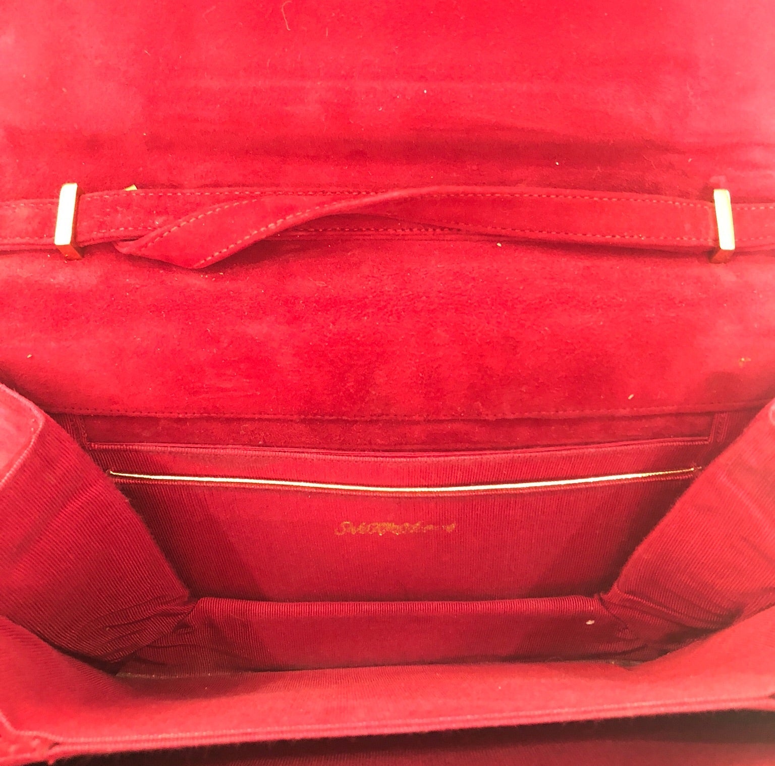 SAKS FIFTH AVENUE Red Suede Shoulder Bag