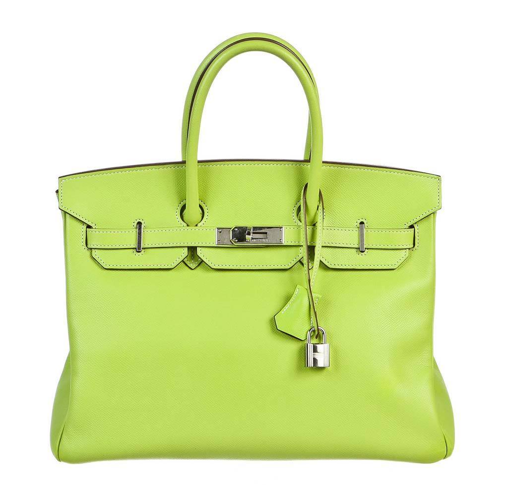 HermÃƒÆ’Ã‚Â¨s Birkin 35 Kiwi Lichen Candy Collection Bag